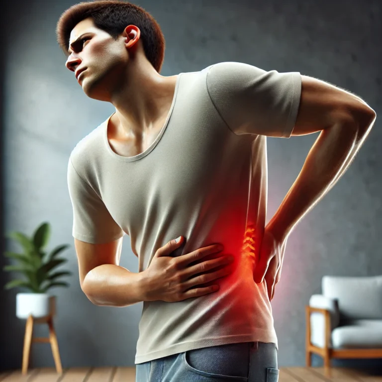 persoon met zeurende pijn aan de zijkant rug