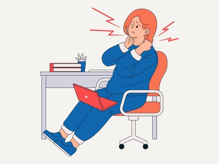 animación empleado con dolor de cuello estrés