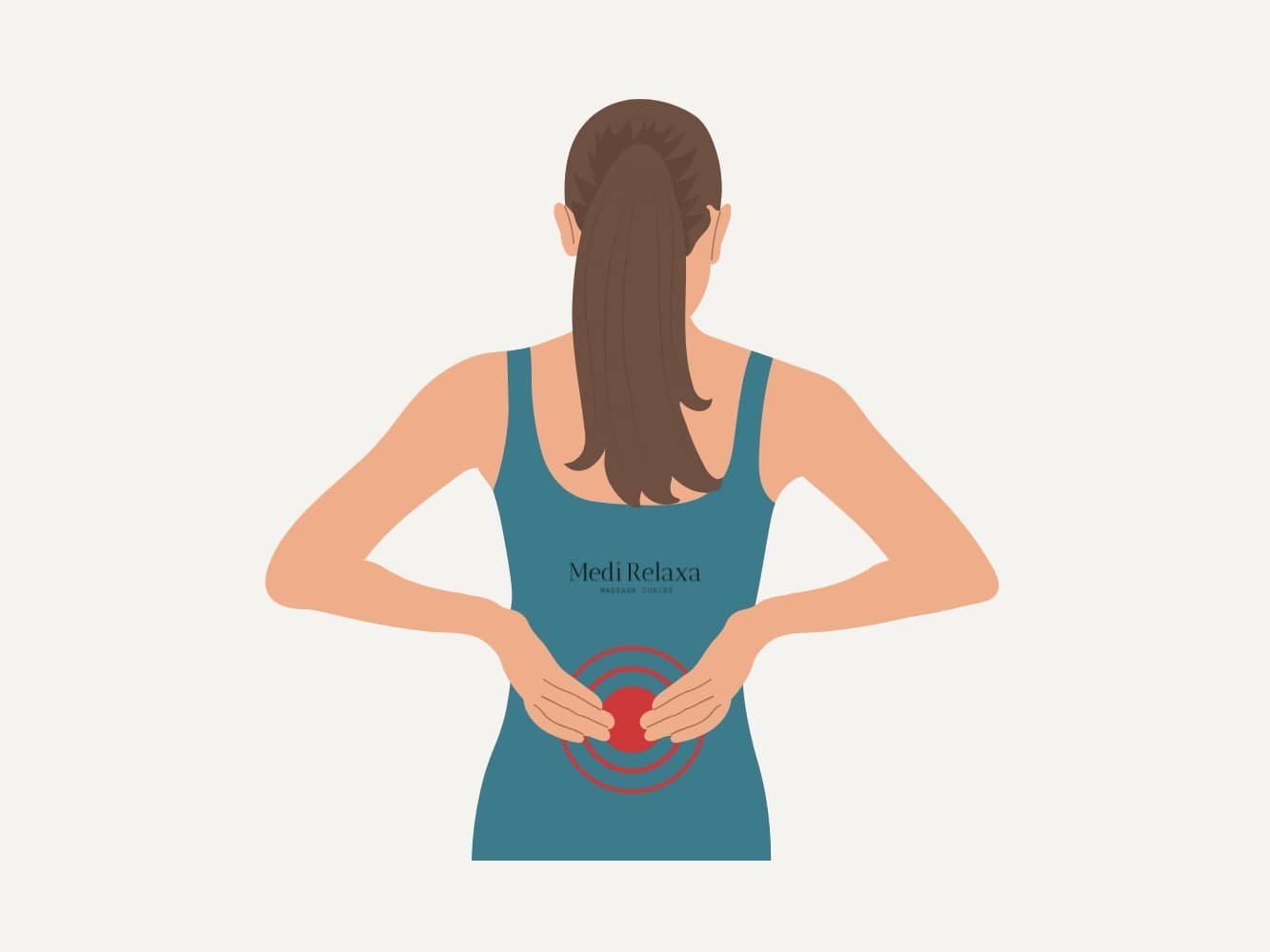 animatie van vrouw met aanhoudende lage rugpijn