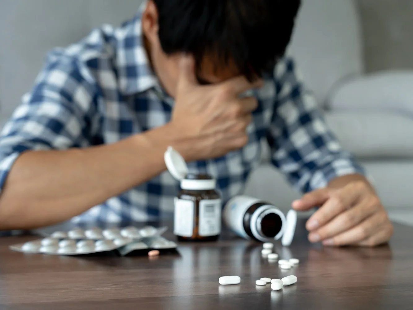 homme sous traitement médicamenteux pour le stress