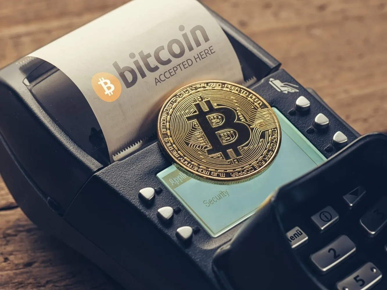 ein zahlungsterminal, an dem man in belgien und den niederlanden mit bitcoin bezahlen kann