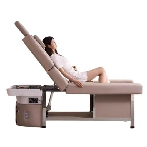 Head spa bed with footbath beige head spa