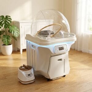 Mobiele Head Spa Deluxe 60L met dome in een lichte salon